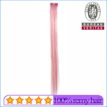 Light Pink Colordful Straight Hair 1 Piece Synthetic Clip Hair Extensions with Colorful Silks